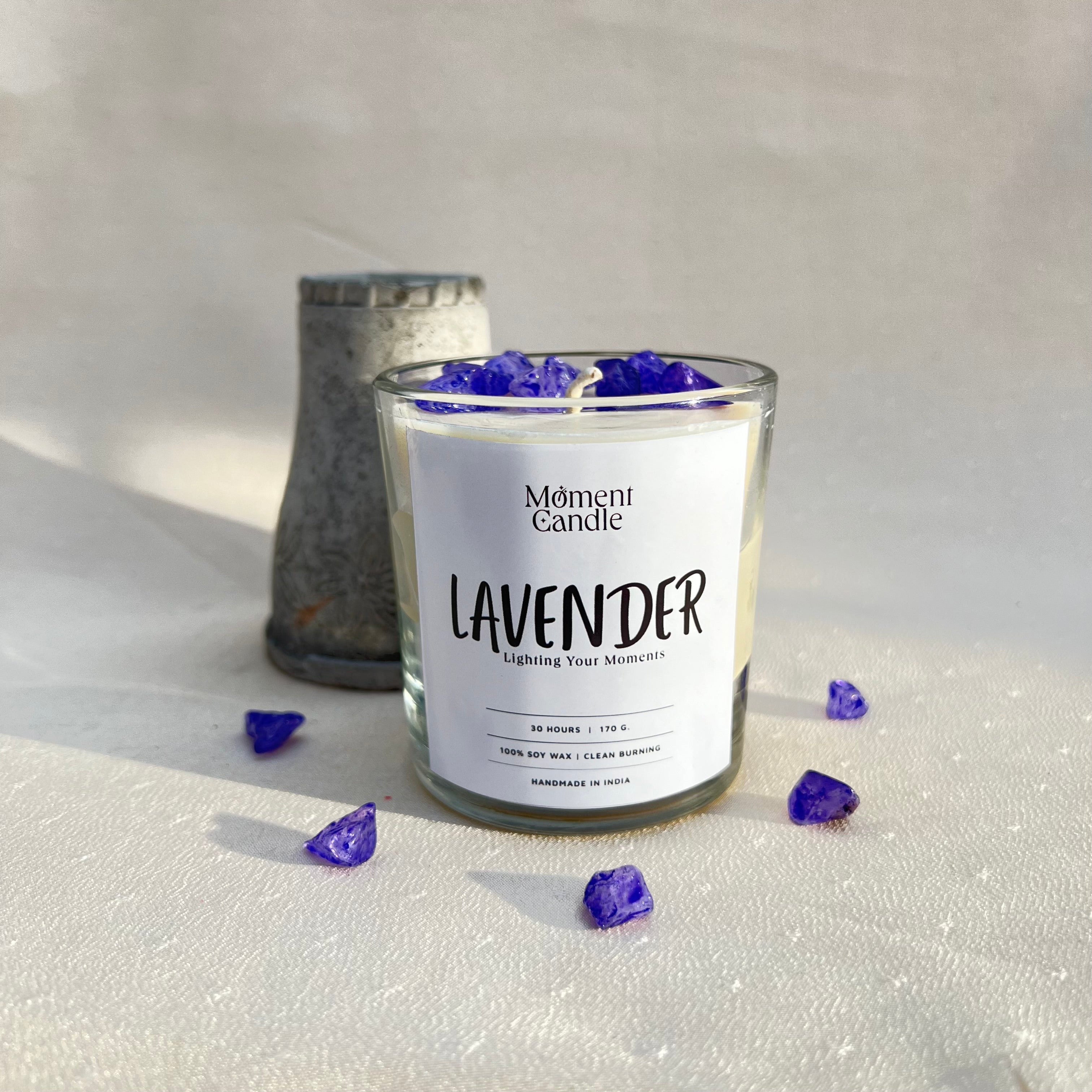 Lavender Scented Jar Candle With Stone
