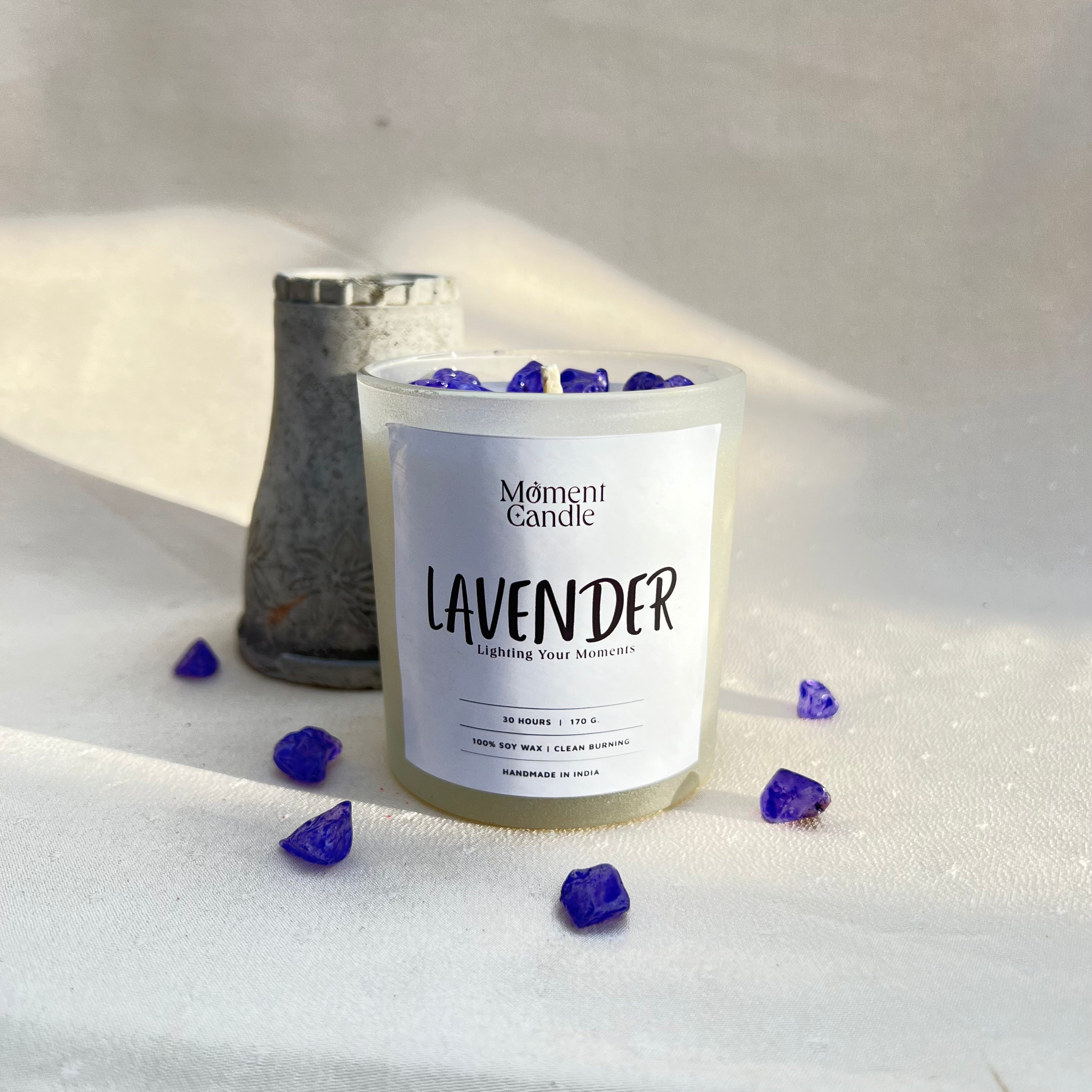 Lavender Scented Jar Candle With Stone