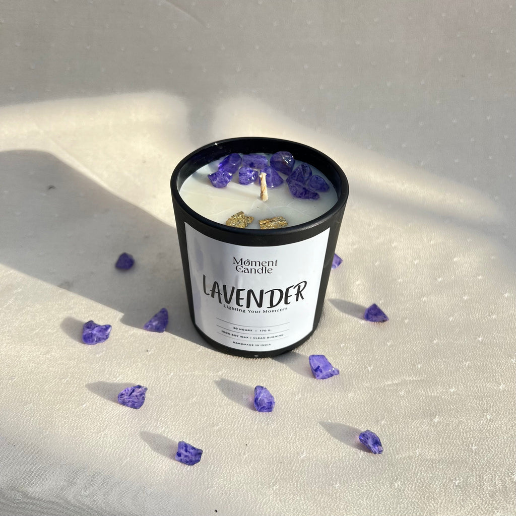 Lavender Scented Jar Candle With Stone