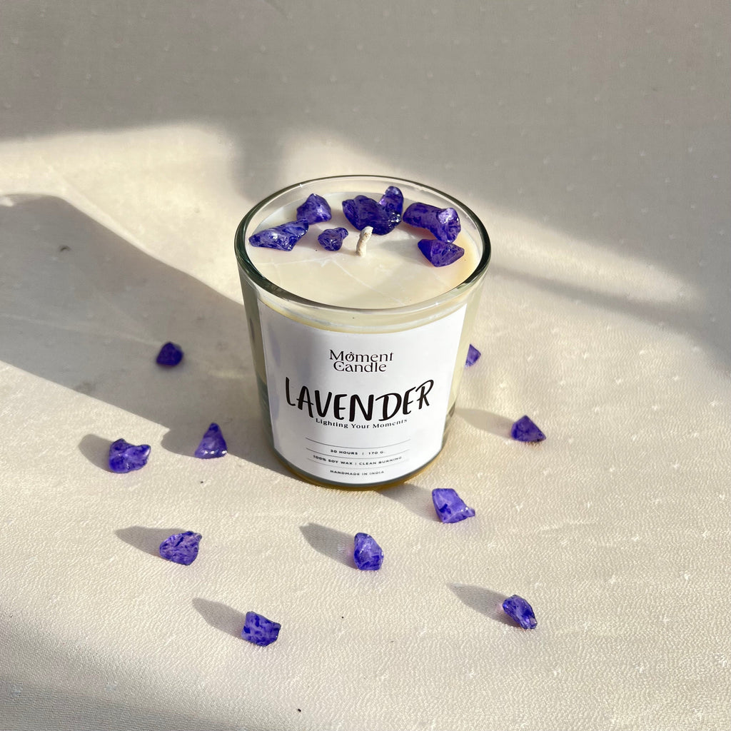 Lavender Scented Jar Candle With Stone