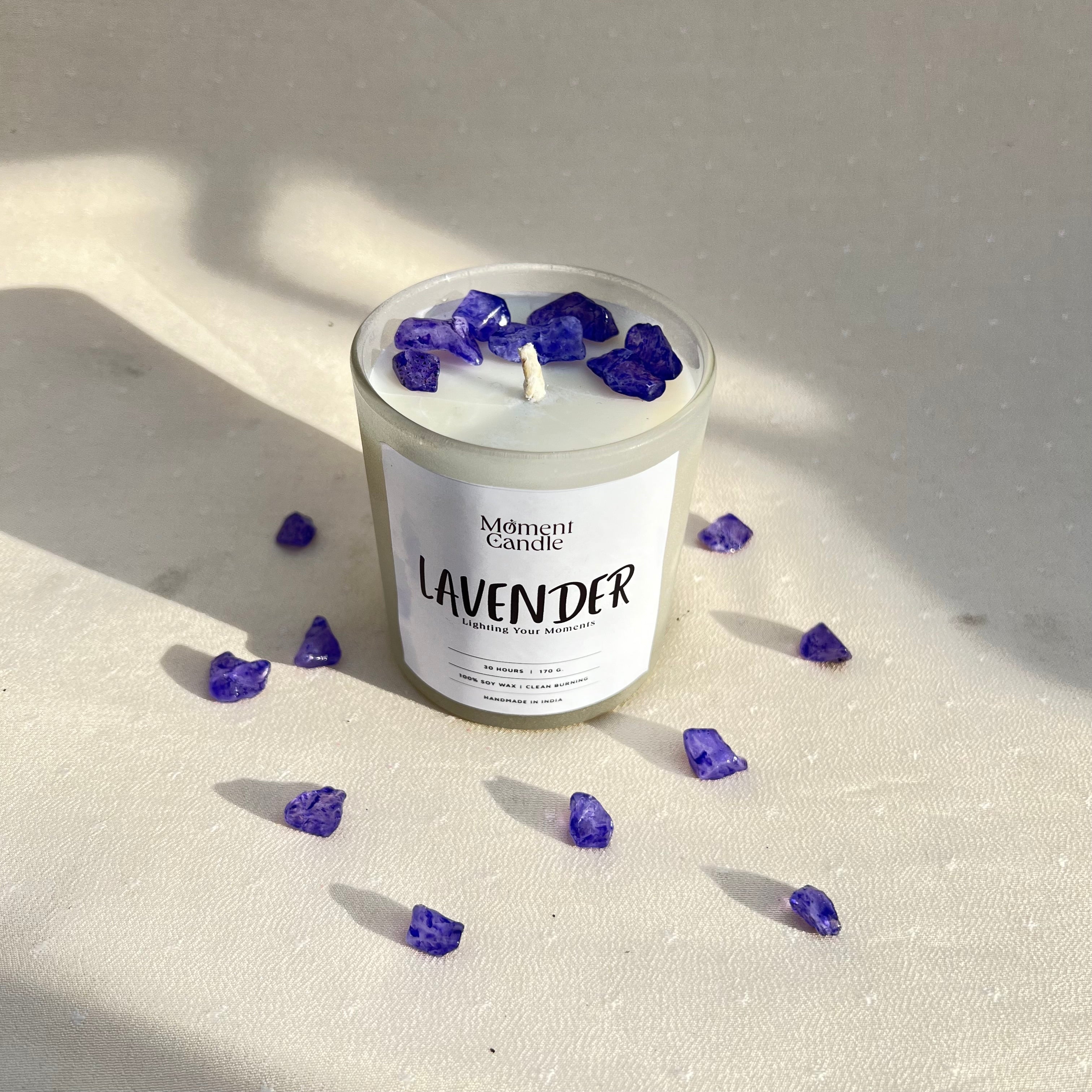 Lavender Scented Jar Candle With Stone