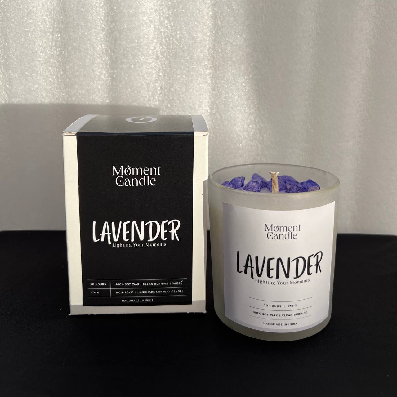 Lavender Scented Jar Candle With Stone