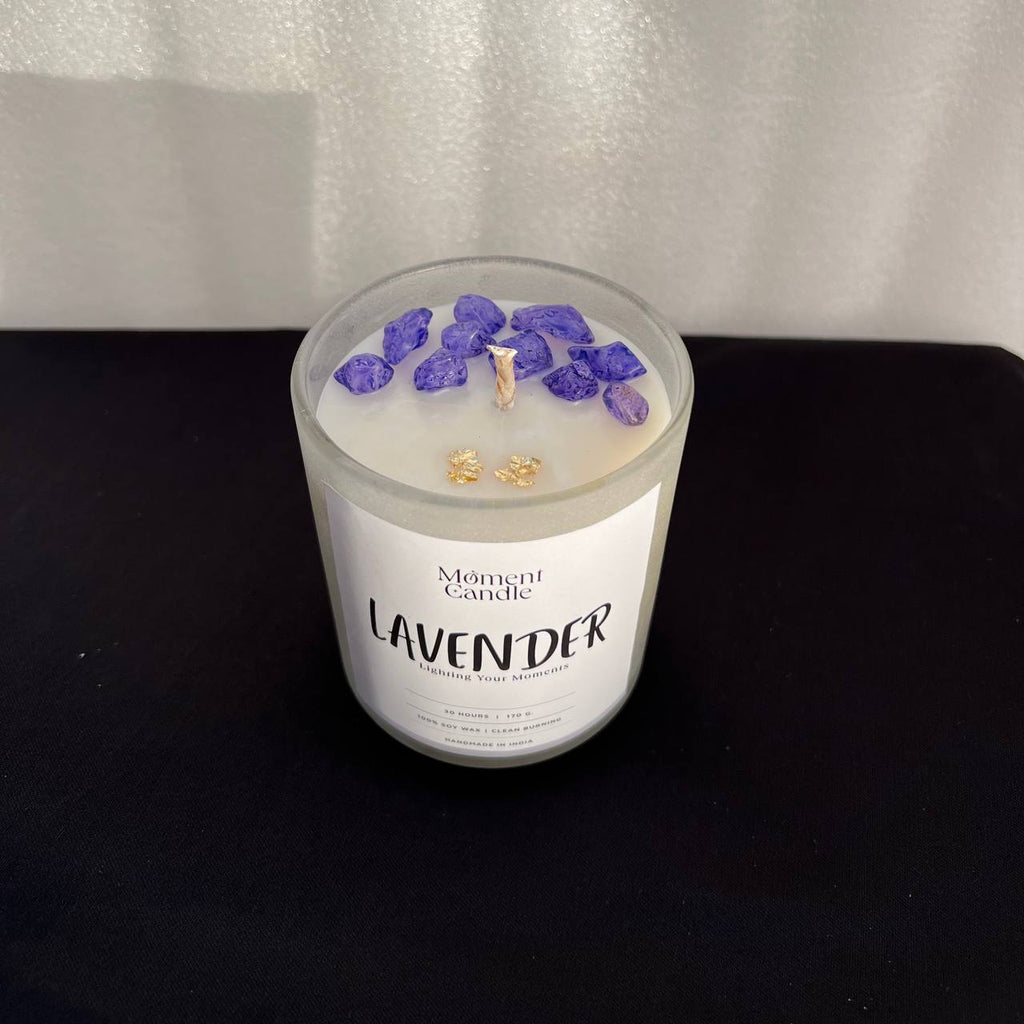 Lavender Scented Jar Candle With Stone