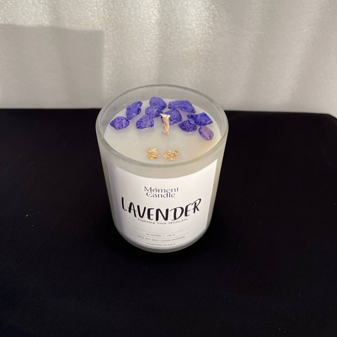 Lavender Scented Jar Candle With Stone