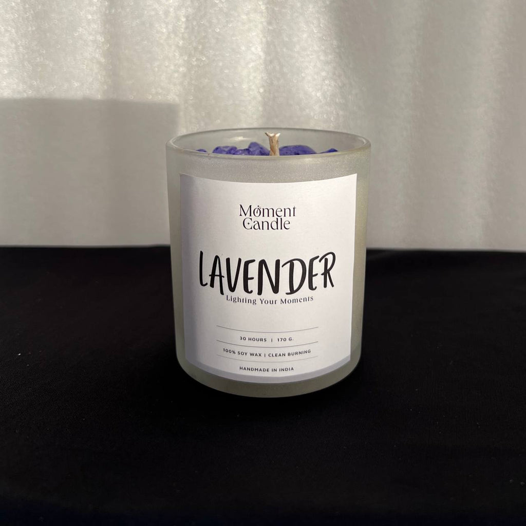 Lavender Scented Jar Candle With Stone