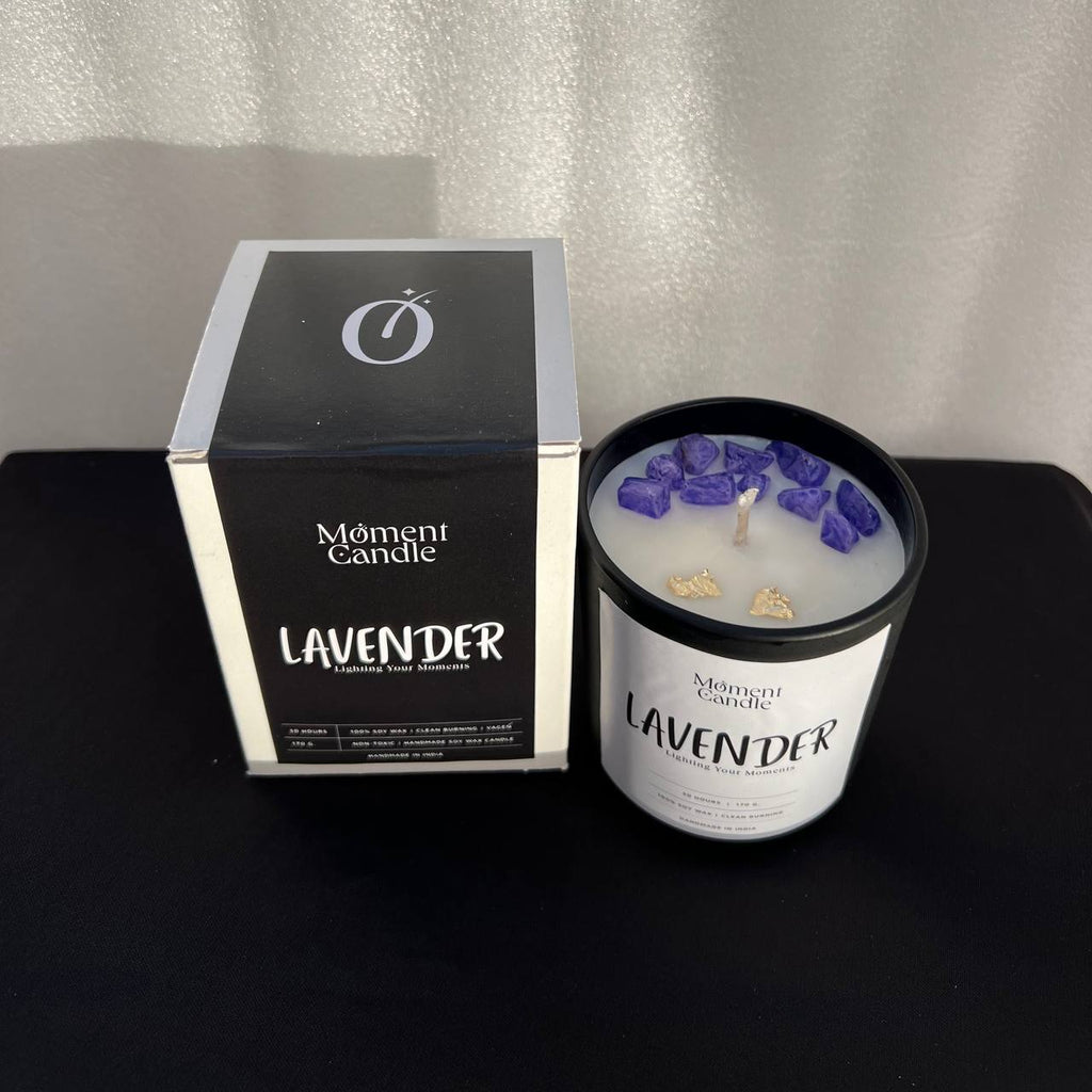 Lavender Scented Jar Candle With Stone