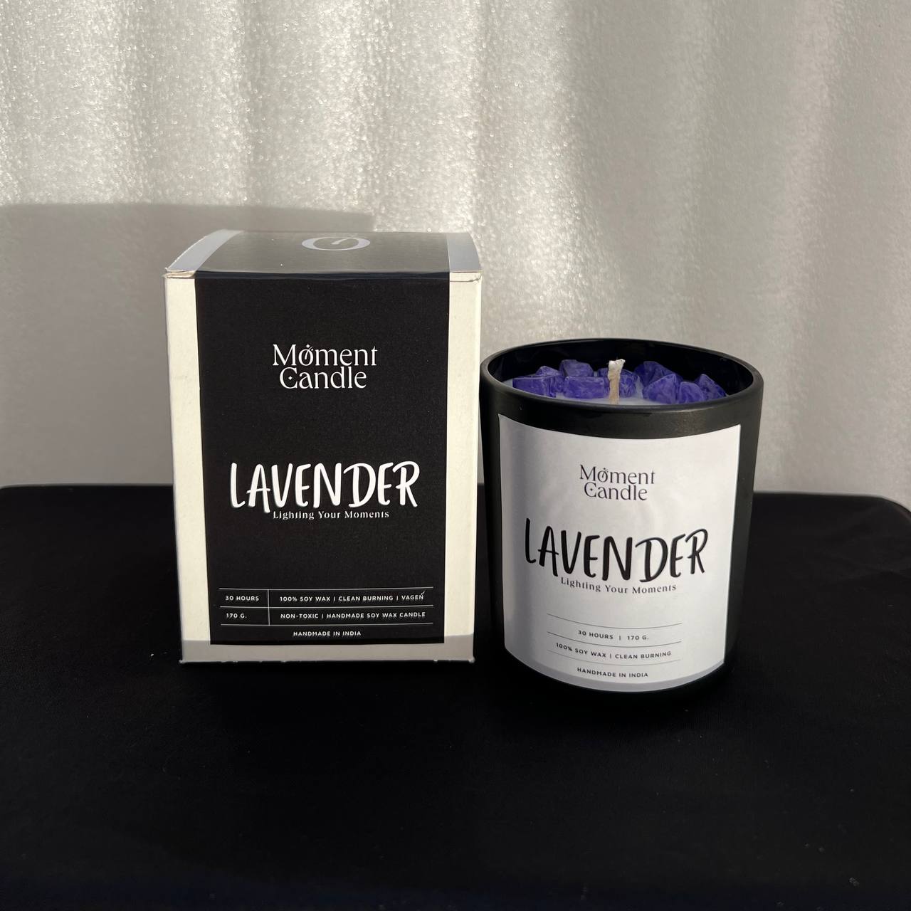 Lavender Scented Jar Candle With Stone