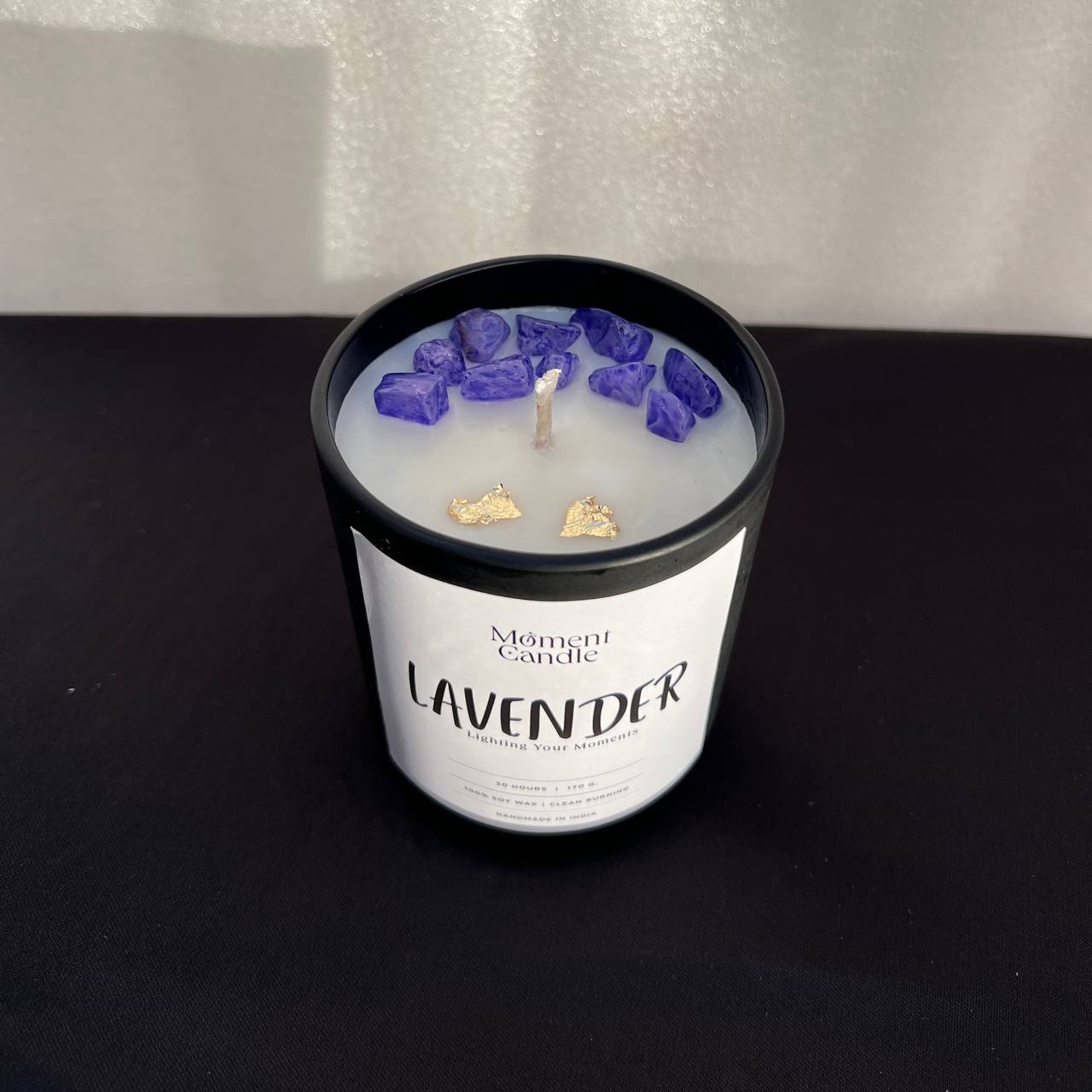 Lavender Scented Jar Candle With Stone