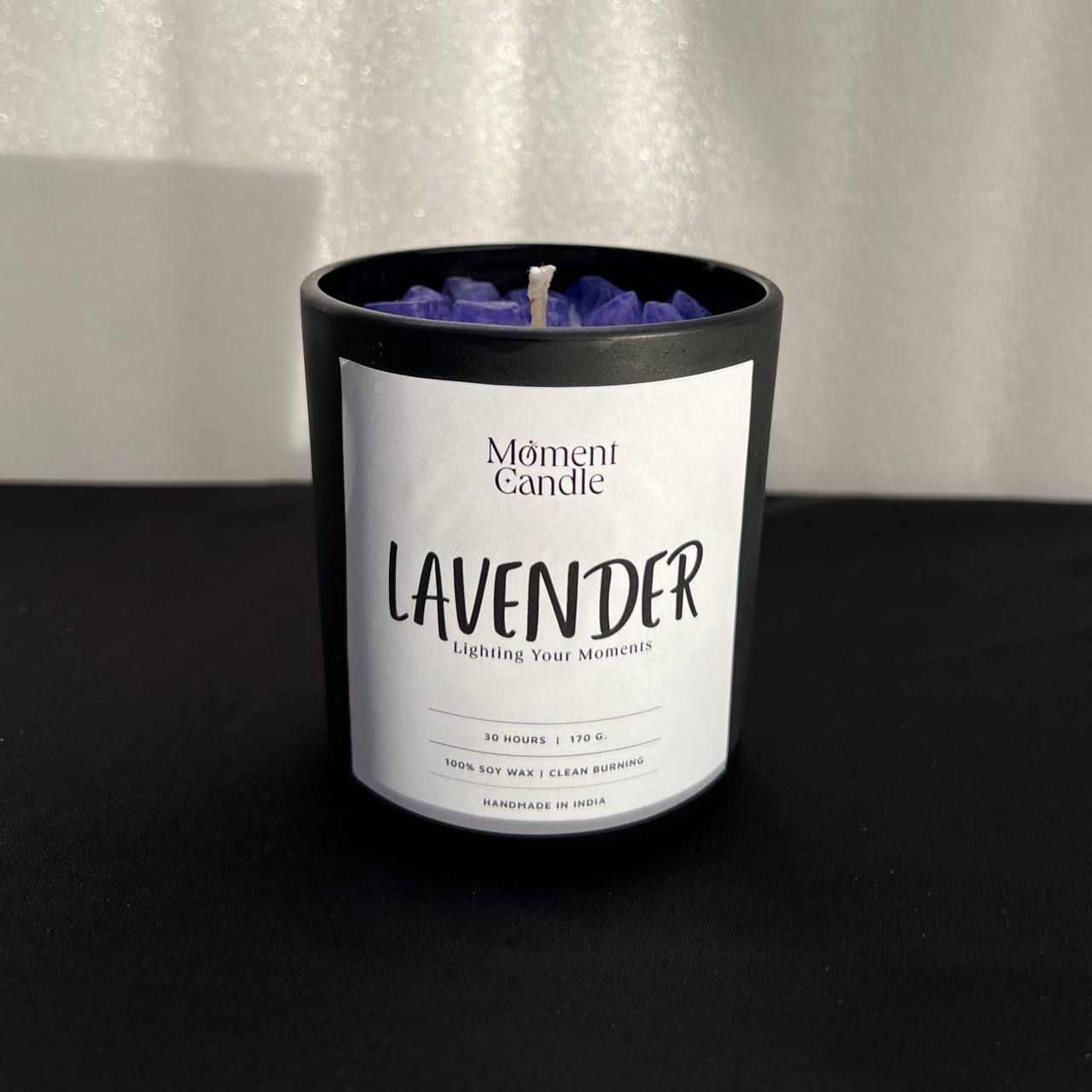 Lavender Scented Jar Candle With Stone