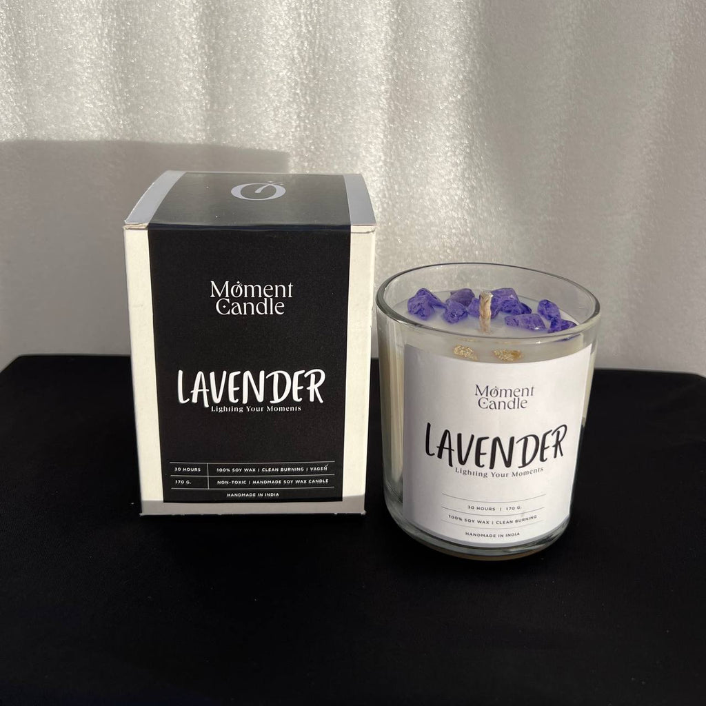 Lavender Scented Jar Candle With Stone