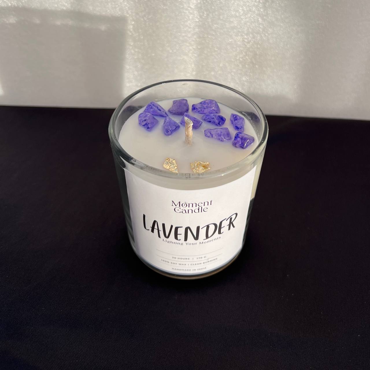 Lavender Scented Jar Candle With Stone
