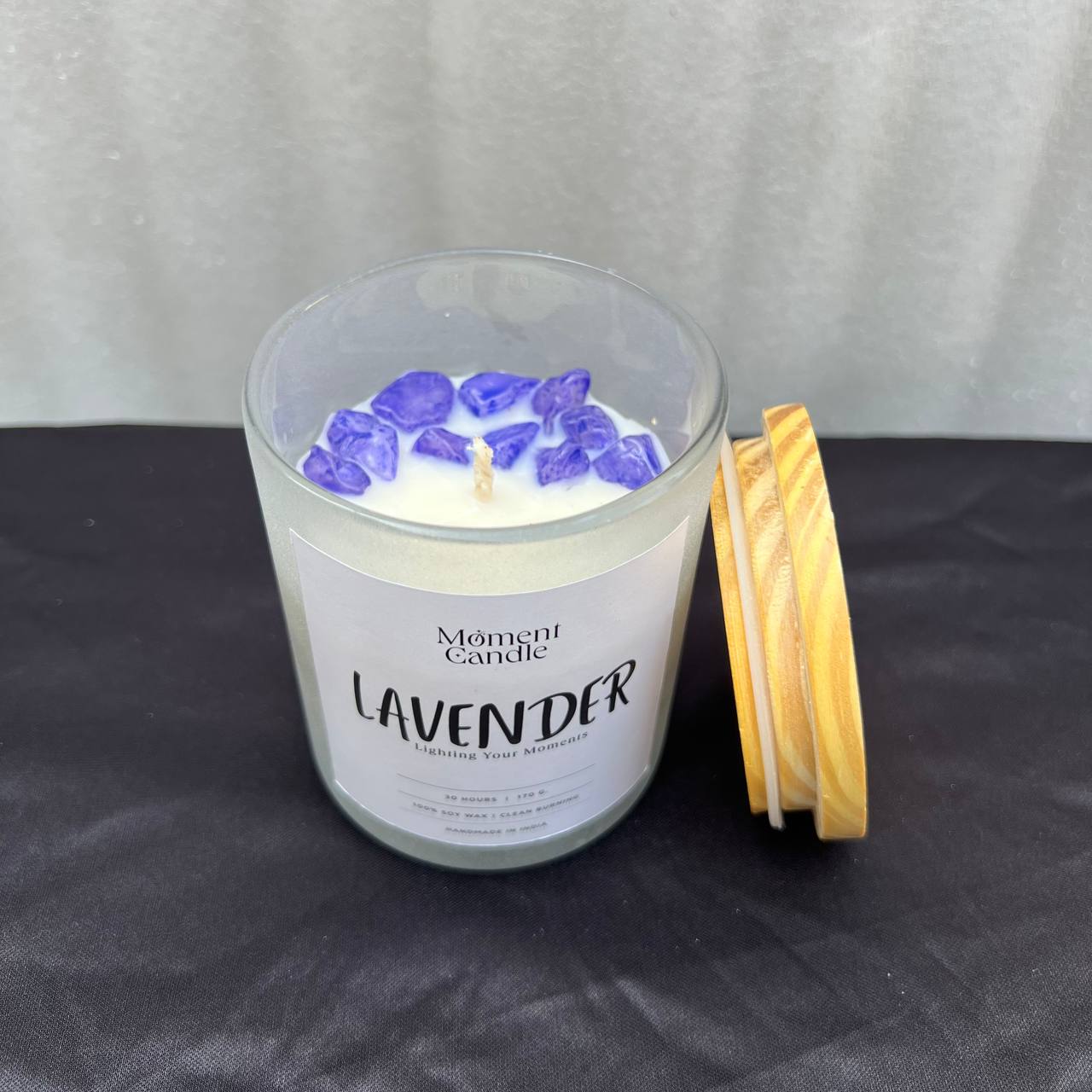 Lavender Scented Jar Candle With Stone
