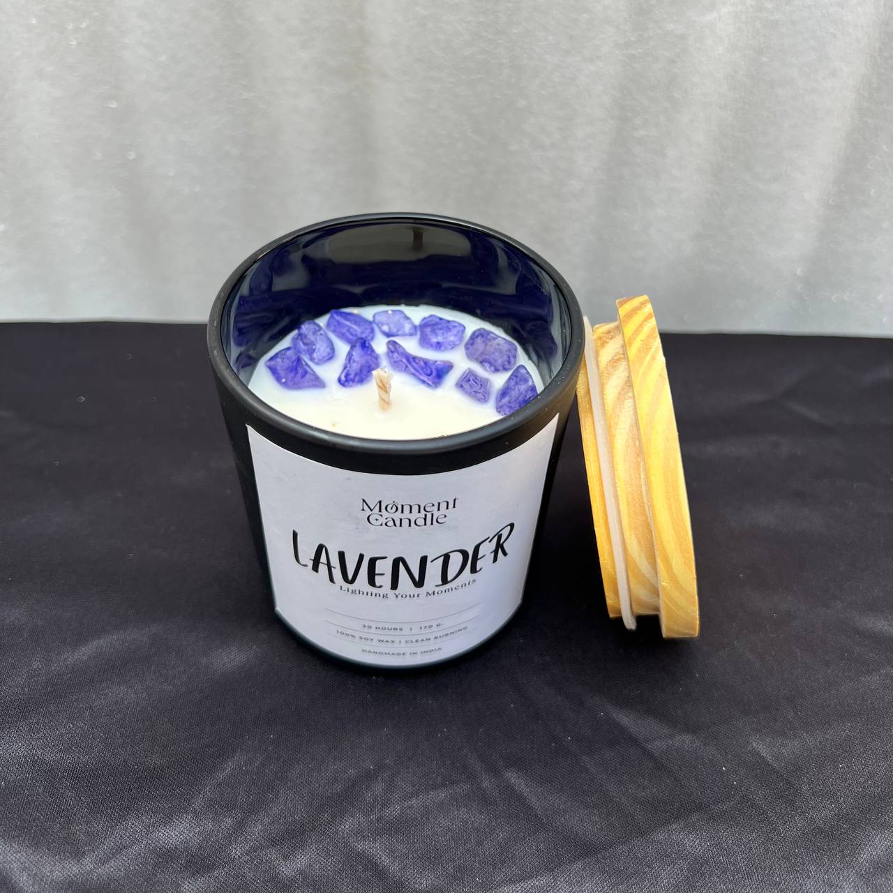 Lavender Scented Jar Candle With Stone