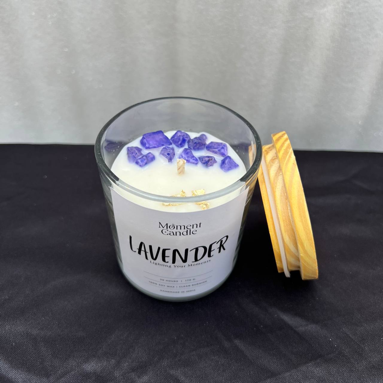 Lavender Scented Jar Candle With Stone